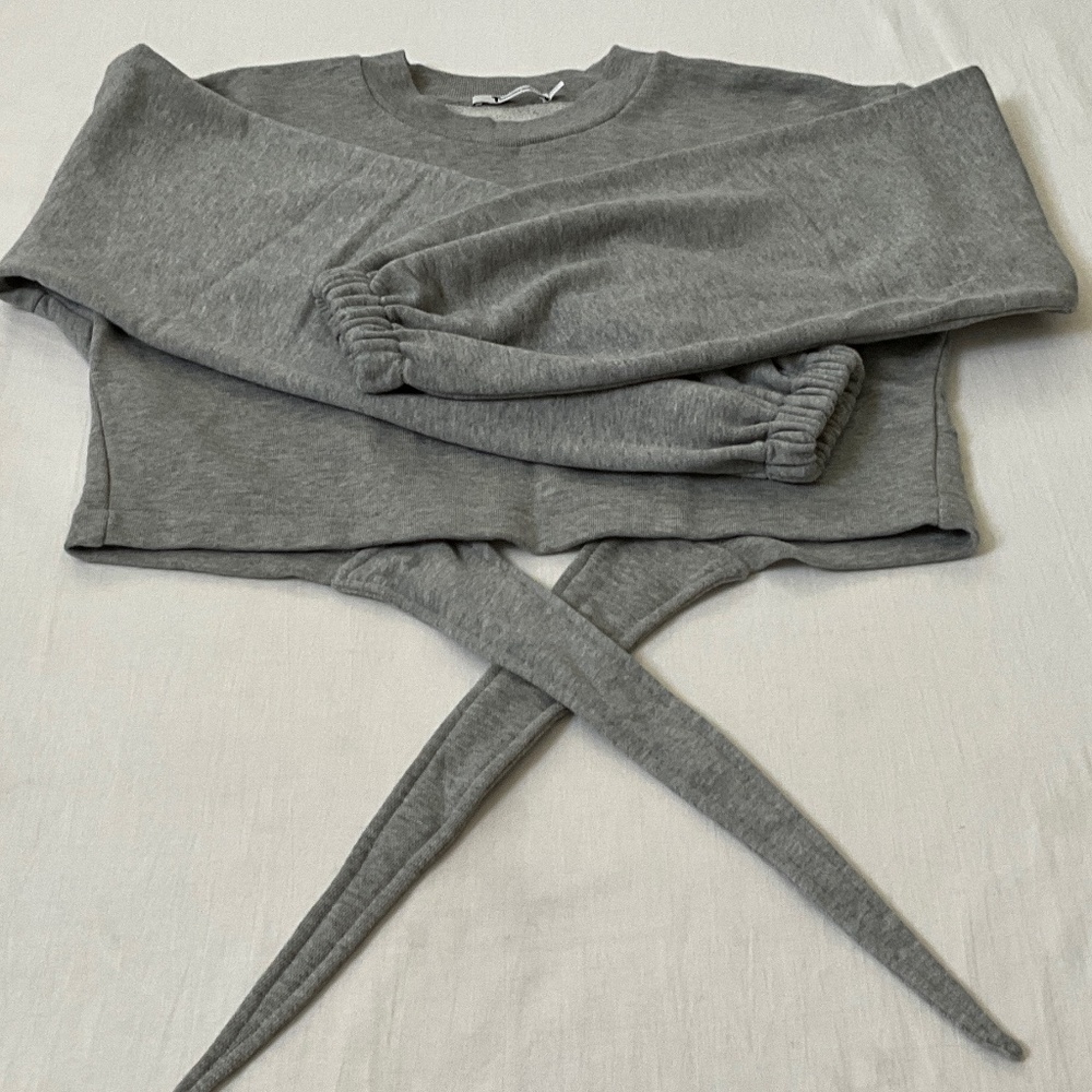 NWOT T ALEXANDER WANG Sweatshirt Crop Top XS Grey